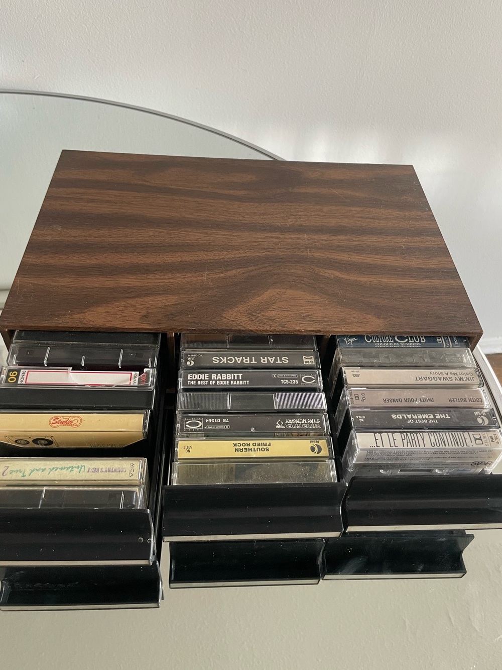 Brown Woodgrain Cassette Tape Storage Organizer - Home Storage & Organization